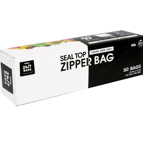 Double Seal: 50-Count 2 Gallon Size Double Zip-Top Food Storage Bags