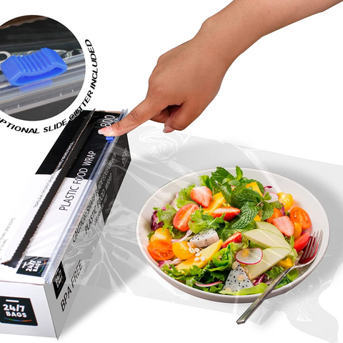 1600 Sq. Ft. Plastic Food Wrap (2-Pack) - BPA-Free, Extra Cling, No Mess, Optional Slide Cutter