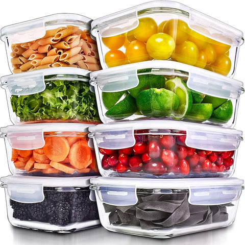 Crystal Clear Cuisine: 8-Pack Glass Food Storage Containers - 30 Oz