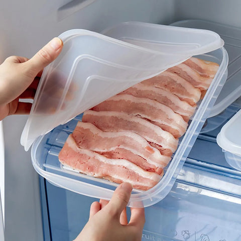 Plastic Bacon Storage Containers with Airtight Lids - Cold Cuts Cheese Deli Meat Saver - Food Storage Container for Refrigerators, Freezer, Lunch Box - Meal Prep Container