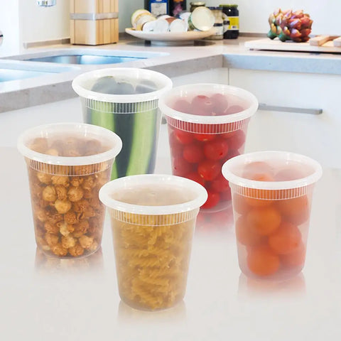 20Pcs Airtight Food Storage Containers with Snap-On Lid - Premium Round Deli Containers for Freezer