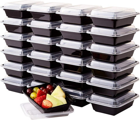 Pro Grade Food Storage Container: BPA-Free Plastic Containers with Lids, 25-Count, Leakproof, Microwavable Portion Container for To-Go Orders, Food Prep and Storage, 12 Ounce