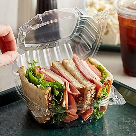 Disposable Plastic Clamshell Food Containers - 5x5x3 (50)