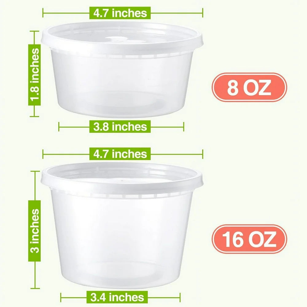 Deli Containers with Lids - 60 Combo Pack, 8oz & 16oz