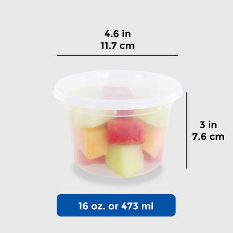 36-Piece 16 Oz Plastic Deli Containers with Lids - BPA Free - Stackable - Leakproof - Microwave/Dishwasher/Freezer Safe