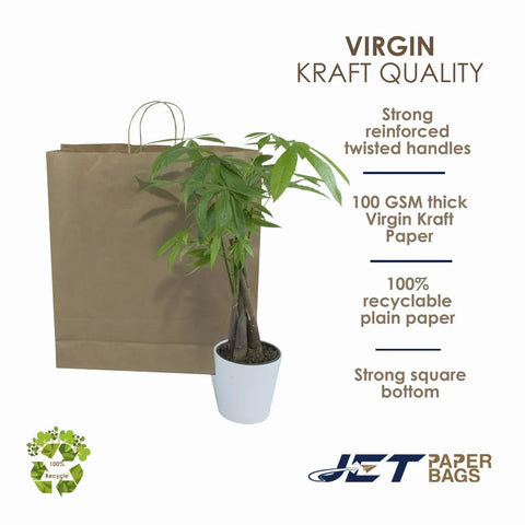 MIMI Kraft Paper Shopping Bags with Twisted Handles - [25 PCS] 8" X 4" X 9H