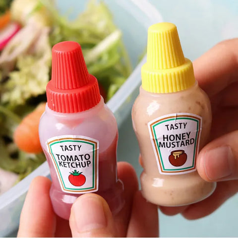 2Pcs/Set 25mL Mini Tomato Ketchup Bottles - Portable Sauce Containers