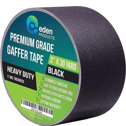 Professional Grade Gaffer Tape 2" X 30 Yards, Floor Tape for Electrical Cords Cable Tape, Non-Reflective Matte Finish Gaff Tape, No Residue Multipurpose Black Gaffers Tape 2 Inch
