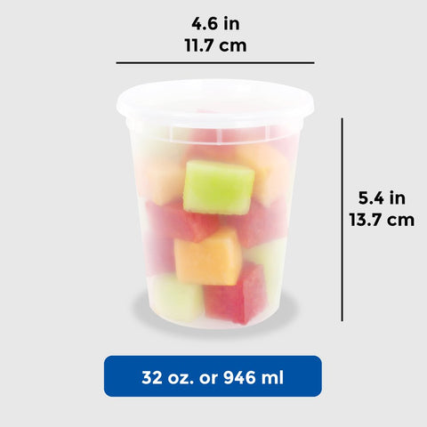 24-Set 32 Oz Plastic Deli Containers With Lids - BPA Free, Stackable, Leakproof, Microwave/Dishwasher/Freezer Safe