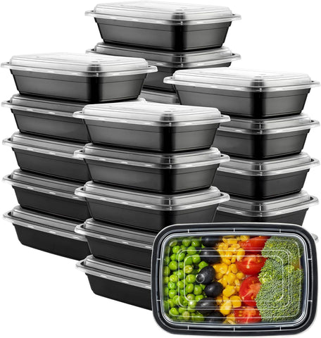 [50 Pack] 24 Oz - 1 Compartment Meal Prep Containers