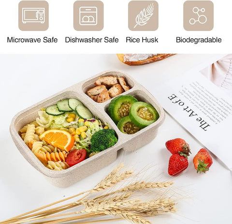 LunchMate Essentials: 4-Pack Bento Lunch Box with 3 Compartments