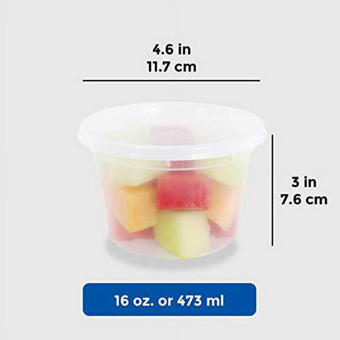 Plastic Deli Containers with Lids, 16 Oz, 50-Set - BPA Free, Stackable, Leakproof, Microwave/Dishwasher/Freezer Safe